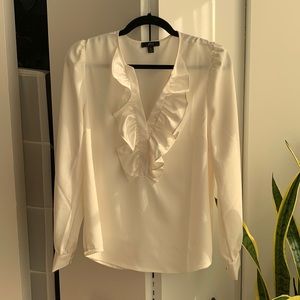 White J. Crew ruffle blouse size M